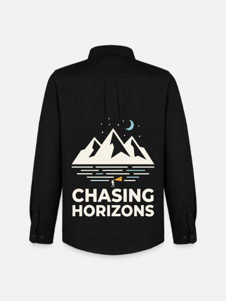 Chasing Horizons Night Mountains Motif - Men's Oxford Shirt by Stanley/Stella - black