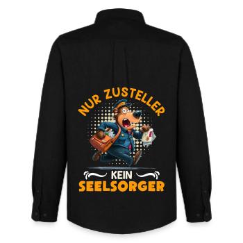 Facteur SEUL LIVREUR PAS DE PASTEUR Drôle - Chemise Oxford homme Stanley/Stella - noir - Dos - AI Model Male 185 dark (185cm)