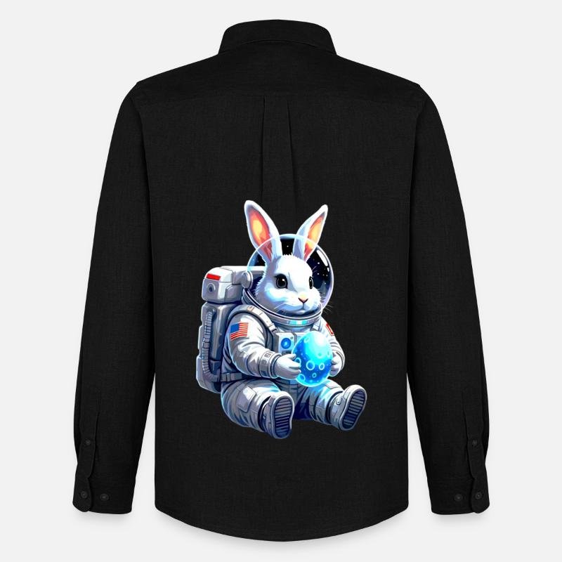 Astronaut Easter Bunny Space Egg - Men's Oxford Shirt by Stanley/Stella - black