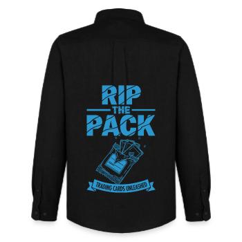 Rip The Pack Trading Cards Unleashed Booster Pack - Männer Oxford Hemd von Stanley/Stella - Schwarz - Hinten - AI Model Male 185 dark (185cm)