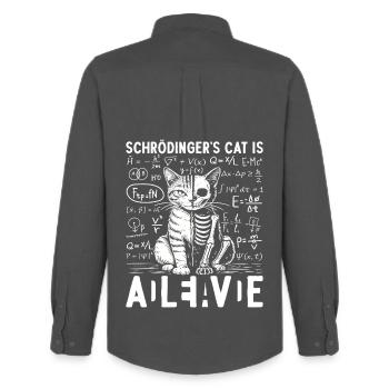 Le chat vivant de Schrödinger - Chemise Oxford homme Stanley/Stella - charbon - Dos - AI Model Male 185 dark (185cm)
