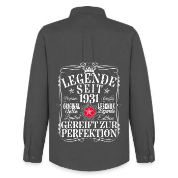 95th Birthday Man Woman 95 Years 1931 Decoration Funny - Men's Oxford Shirt by Stanley/Stella - anthracite - Back - AI Model Male 185 dark (185cm)