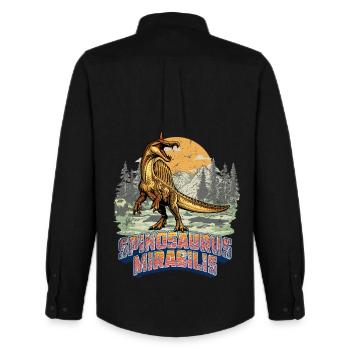 Spinosaurus Mirabilis Retro Neuer Dinosaurier  - Männer Oxford Hemd von Stanley/Stella - Schwarz - Hinten - AI Model Male 185 dark (185cm)