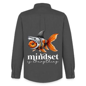 Mindset Funny Motivational Inspirational - Männer Oxford Hemd von Stanley/Stella - Anthrazit - Hinten - AI Model Male 185 dark (185cm)