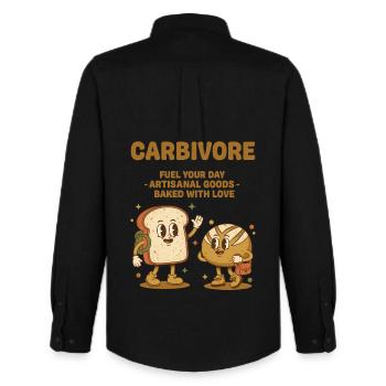 Pain au levain à la pâte Carbivore Alimente votre journée - Chemise Oxford homme Stanley/Stella - noir - Dos - AI Model Male 185 dark (185cm)