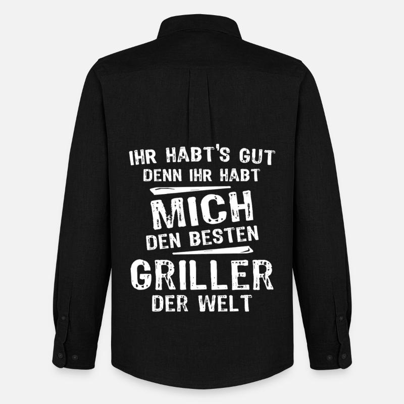Griller - Männer Oxford Hemd von Stanley/Stella - Schwarz