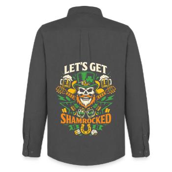 Let's Get Shamrocked | St Patrick Skull Party - Männer Oxford Hemd von Stanley/Stella - Anthrazit - Hinten - AI Model Male 185 dark (185cm)