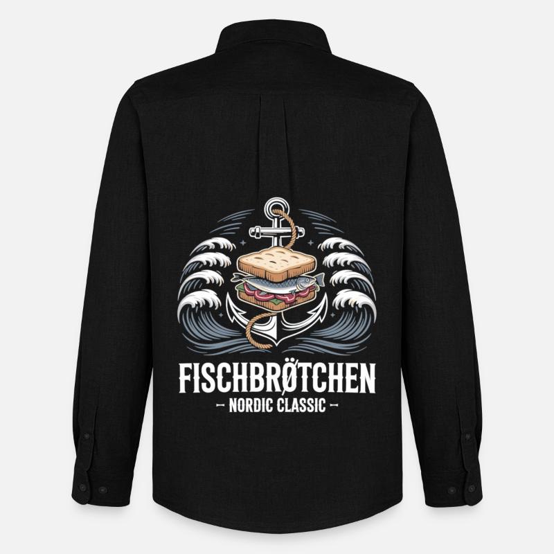 Fish Rolls Nordic Classic Skjorte - Oxfordskjorte herre Stanley/Stella - sort