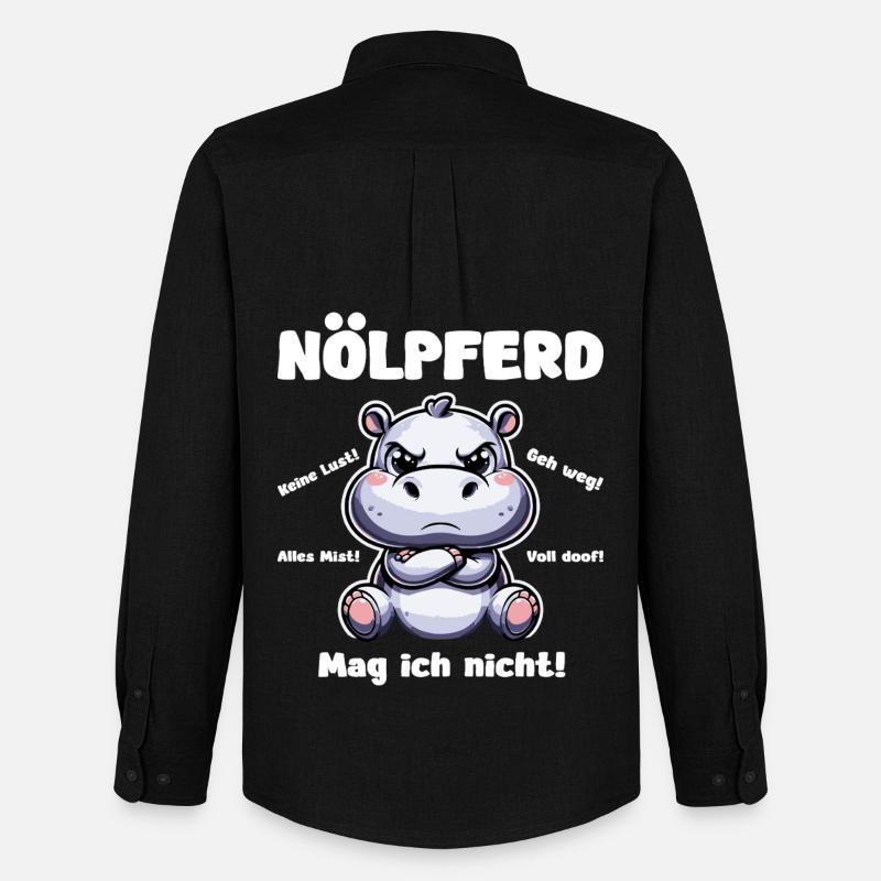 Nölpferd - Männer Oxford Hemd von Stanley/Stella - Schwarz