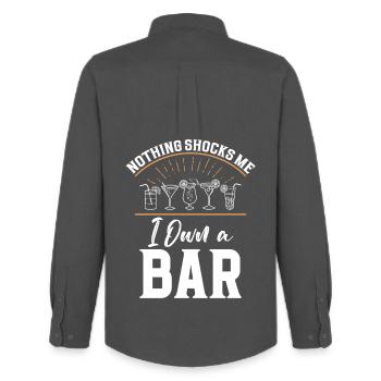  Pub Owner Bartending Cocktail Mixer Barmaid Bar - Men's Oxford Shirt by Stanley/Stella - anthracite - Back - AI Model Male 185 dark (185cm)