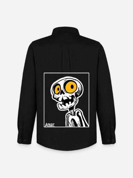 Skeleton Cartoon with Big Yellow Eyes - Men's Oxford Shirt by Stanley/Stella - black