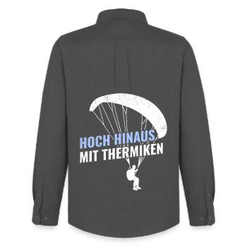 Gleitschirm HOCH HINAUS MIT THERMIKEN Lustig - Männer Oxford Hemd von Stanley/Stella - Anthrazit - Hinten - AI Model Male 185 dark (185cm)
