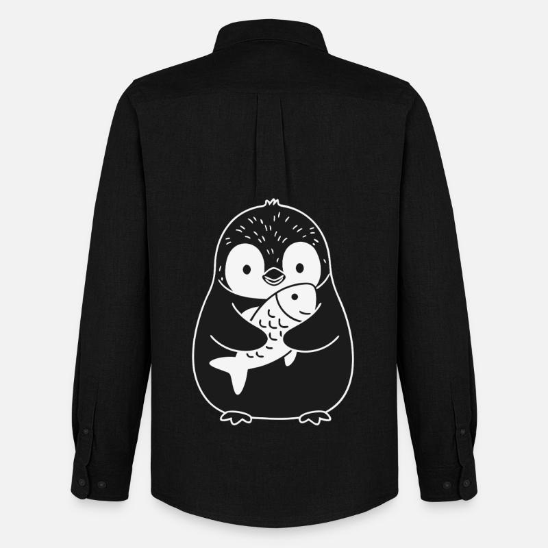 Pesce Pinguino Animale carino - Stanley/Stella Camicia Oxford uomo - nero