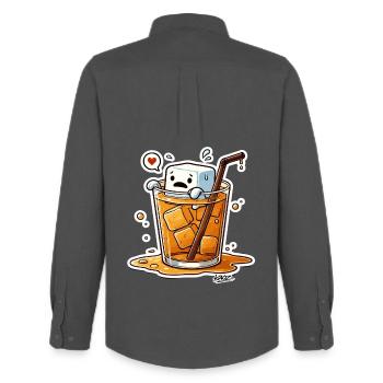 Eiswürfel mit Herz im Getränk Cartoon - Männer Oxford Hemd von Stanley/Stella - Anthrazit - Hinten - AI Model Male 185 dark (185cm)