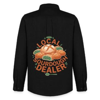 Local Sourdough Dealer Bread Baking Baker - Men's Oxford Shirt by Stanley/Stella - black - Back - AI Model Male 185 dark (185cm)