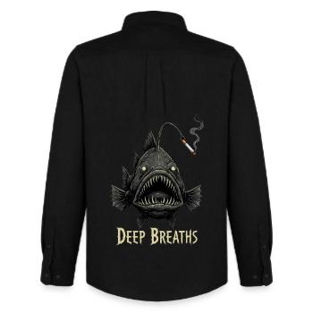 Tief durchatmen Zigarette Anglerfisch - Männer Oxford Hemd von Stanley/Stella - Schwarz - Hinten - AI Model Male 185 dark (185cm)