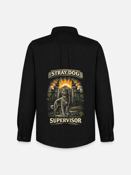 Bali Travel Stray Dog Supervisor - Men's Oxford Shirt by Stanley/Stella - black