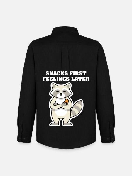 SNACKS FIRST FEELINGS LATER Waschbär - Männer Oxford Hemd von Stanley/Stella - Schwarz