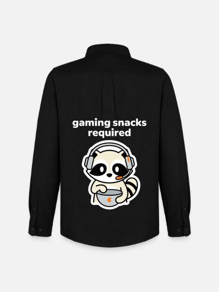 Gaming Snacks Required Waschbär Gamer - Männer Oxford Hemd von Stanley/Stella - Schwarz