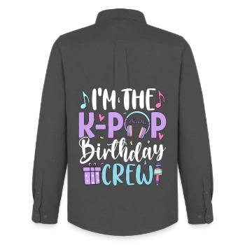I'm The K Pop Birthday Crew - Men's Oxford Shirt by Stanley/Stella - anthracite - Back - AI Model Male 185 dark (185cm)