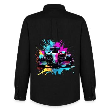Racing Cars Colorful Splash Art Car Racer - Men's Oxford Shirt by Stanley/Stella - black - Back - AI Model Male 185 dark (185cm)