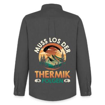 Gleitschirm MUSS LOS DER THERMIK FOLGEN Lustig - Männer Oxford Hemd von Stanley/Stella - Anthrazit - Hinten - AI Model Male 185 dark (185cm)