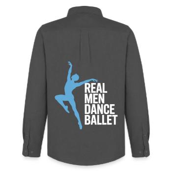 T-shirt de ballet de danse masculine – Danseur de ballet - Chemise Oxford homme Stanley/Stella - charbon - Dos - AI Model Male 185 dark (185cm)