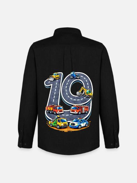 90Years of Road Construction Illustration - Men's Oxford Shirt by Stanley/Stella - black
