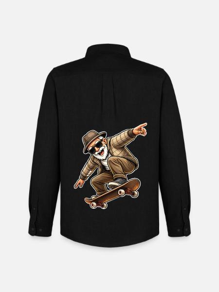 Opa Skateboard - Männer Oxford Hemd von Stanley/Stella - Schwarz