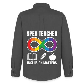 SPED Teacher Inclusion Matters - Männer Oxford Hemd von Stanley/Stella - Anthrazit - Hinten - AI Model Male 185 dark (185cm)