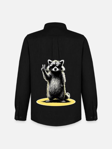 Waschbär Peace - Männer Oxford Hemd von Stanley/Stella - Schwarz