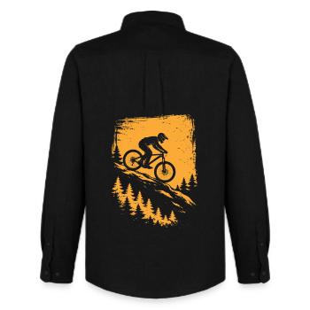 Descente VTT – Conception de VTT - Chemise Oxford homme Stanley/Stella - noir - Dos - AI Model Male 185 dark (185cm)