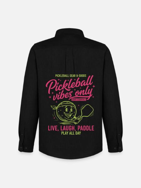 Pickleball-vibes Kun sjov spiller elsker pickleball - Oxfordskjorte herre Stanley/Stella - sort