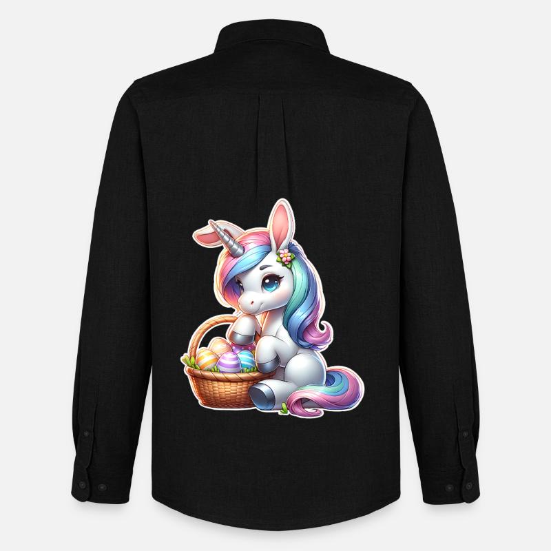 Einhorn Ostern - Männer Oxford Hemd von Stanley/Stella - Schwarz