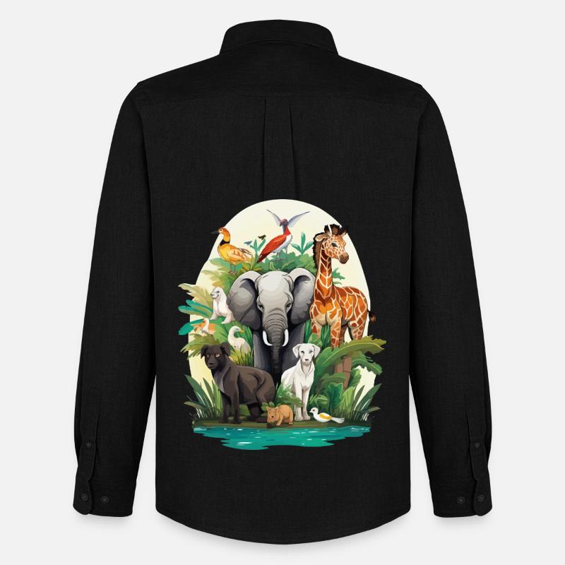 Tierwelt Dschungeltraum - Männer Oxford Hemd von Stanley/Stella - Schwarz
