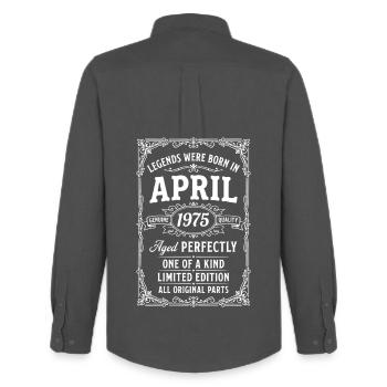Awesome since April 1975 - Men's Oxford Shirt by Stanley/Stella - anthracite - Back - AI Model Male 185 dark (185cm)