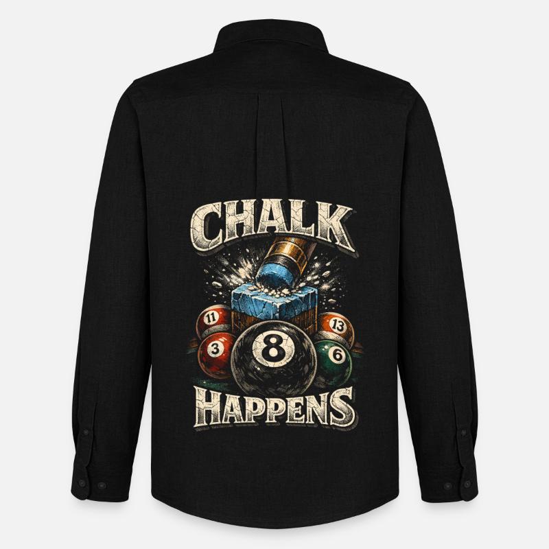 8-Ball Billard Chalk Happens - Männer Oxford Hemd von Stanley/Stella - Schwarz