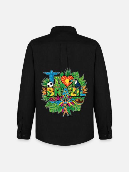 I Love Brazil Holidays - Men's Oxford Shirt by Stanley/Stella - black