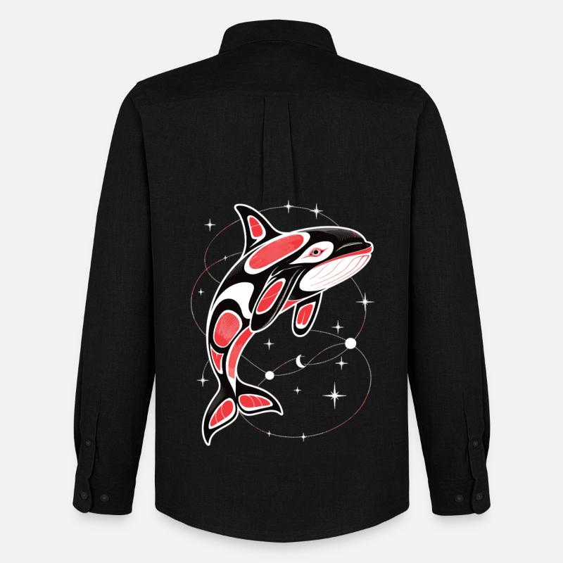 Orca T-Shirt Killerwal Wal - Männer Oxford Hemd von Stanley/Stella - Schwarz
