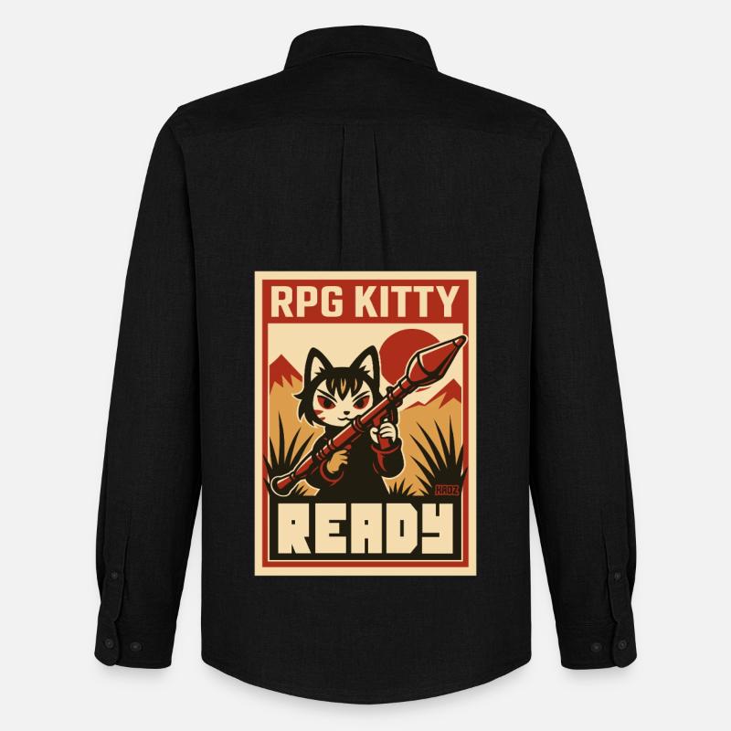 RPG Kitty Ready Poster - Männer Oxford Hemd von Stanley/Stella - Schwarz