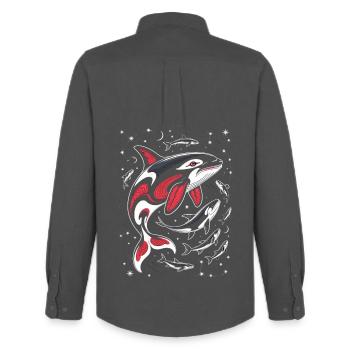 Wal Shirt Orca Universum Meer - Männer Oxford Hemd von Stanley/Stella - Anthrazit - Hinten - AI Model Male 185 dark (185cm)