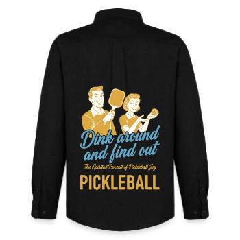 Pickleball Dink Around And Find Out Funny Love - Men's Oxford Shirt by Stanley/Stella - black - Back - AI Model Male 185 dark (185cm)