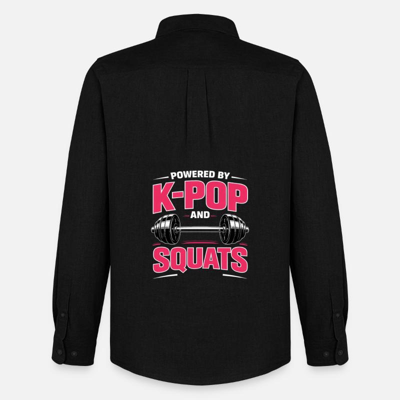 Powered By K Pop And Squats - Männer Oxford Hemd von Stanley/Stella - Schwarz