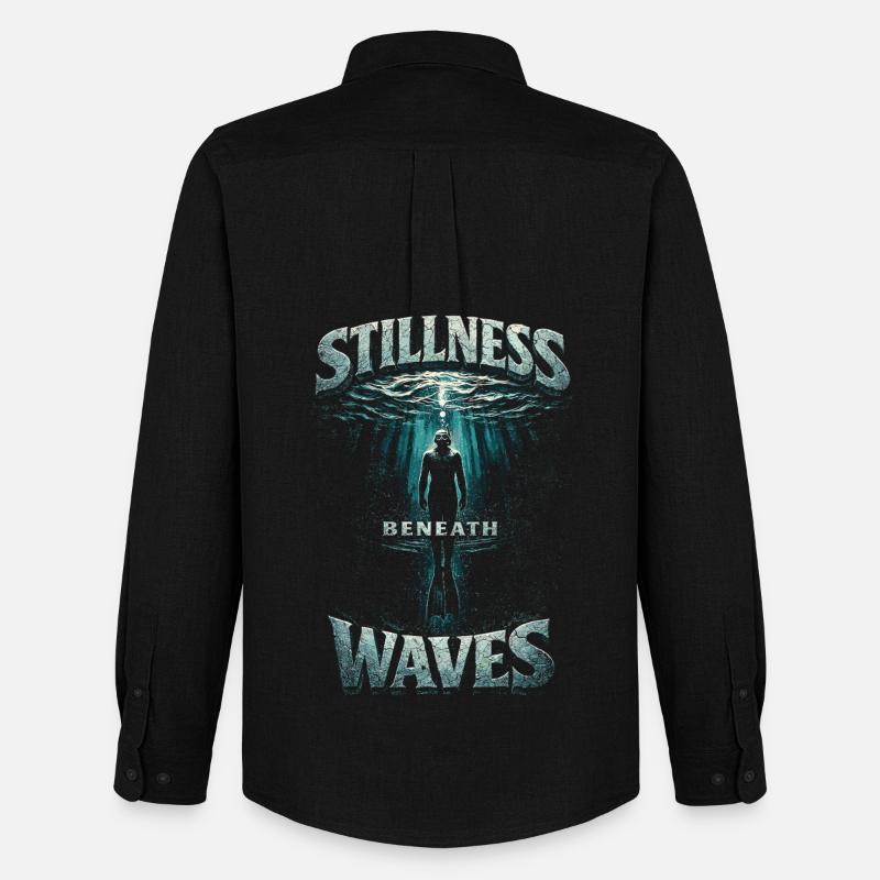 Apnoetauchen Freitauchen Stillness Beneath Waves - Männer Oxford Hemd von Stanley/Stella - Schwarz