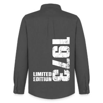 53 Year Old 1973 Birthday Gift Man Woman - Men's Oxford Shirt by Stanley/Stella - anthracite - Back - AI Model Male 185 dark (185cm)