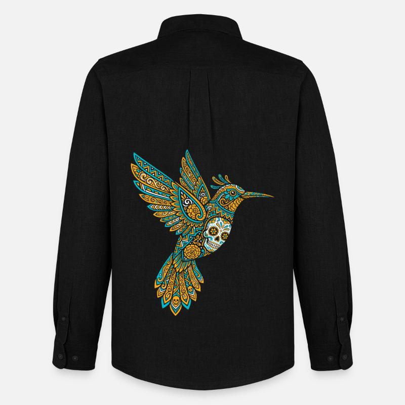 Skull Alebrije Hummingbird Mexikanisch - Männer Oxford Hemd von Stanley/Stella - Schwarz