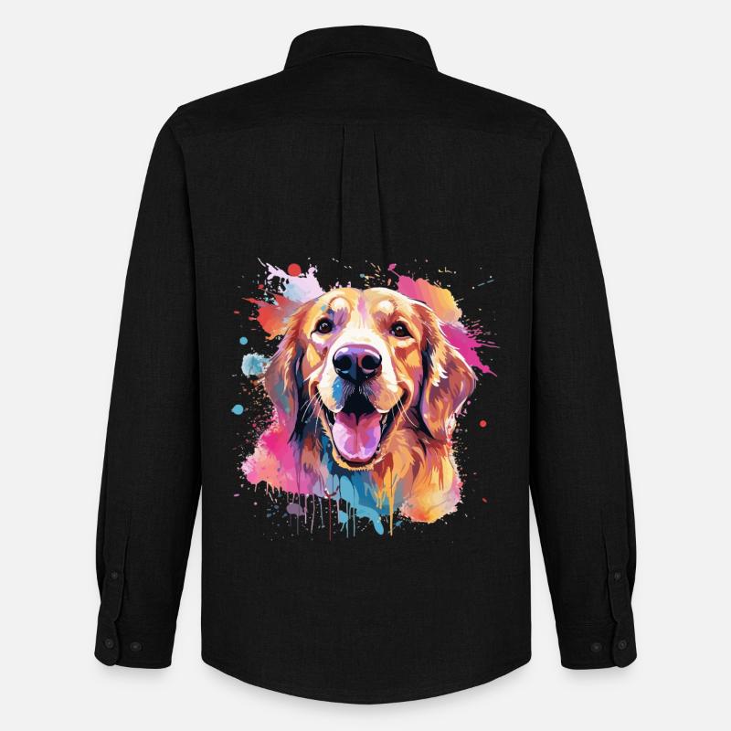 Golden Retriever Bunte Hunde-Splash-Kunst - Männer Oxford Hemd von Stanley/Stella - Schwarz