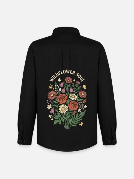 Wildflower Soul Blumenstrauß-Design - Männer Oxford Hemd von Stanley/Stella - Schwarz