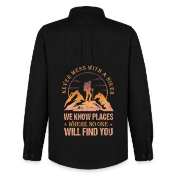 Funny Hikers Saying - Men's Oxford Shirt by Stanley/Stella - black - Back - AI Model Male 185 dark (185cm)