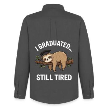 Graduated Still Tired Sloth Graduation Shirt  - Männer Oxford Hemd von Stanley/Stella - Anthrazit - Hinten - AI Model Male 185 dark (185cm)